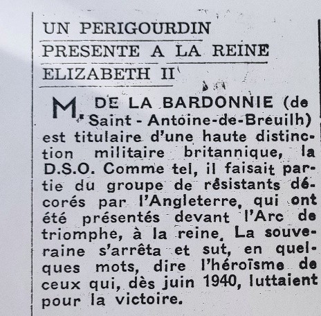 Article presse invitation Reine 1957